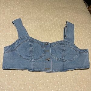 Denim Jean Corset Crop Top Bustier shirt size 1x